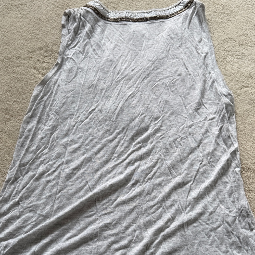 NWT Love Sam SOFTEST Jersey Gray Sleeveless Top with Beaded Design - Picture 5 of 6
